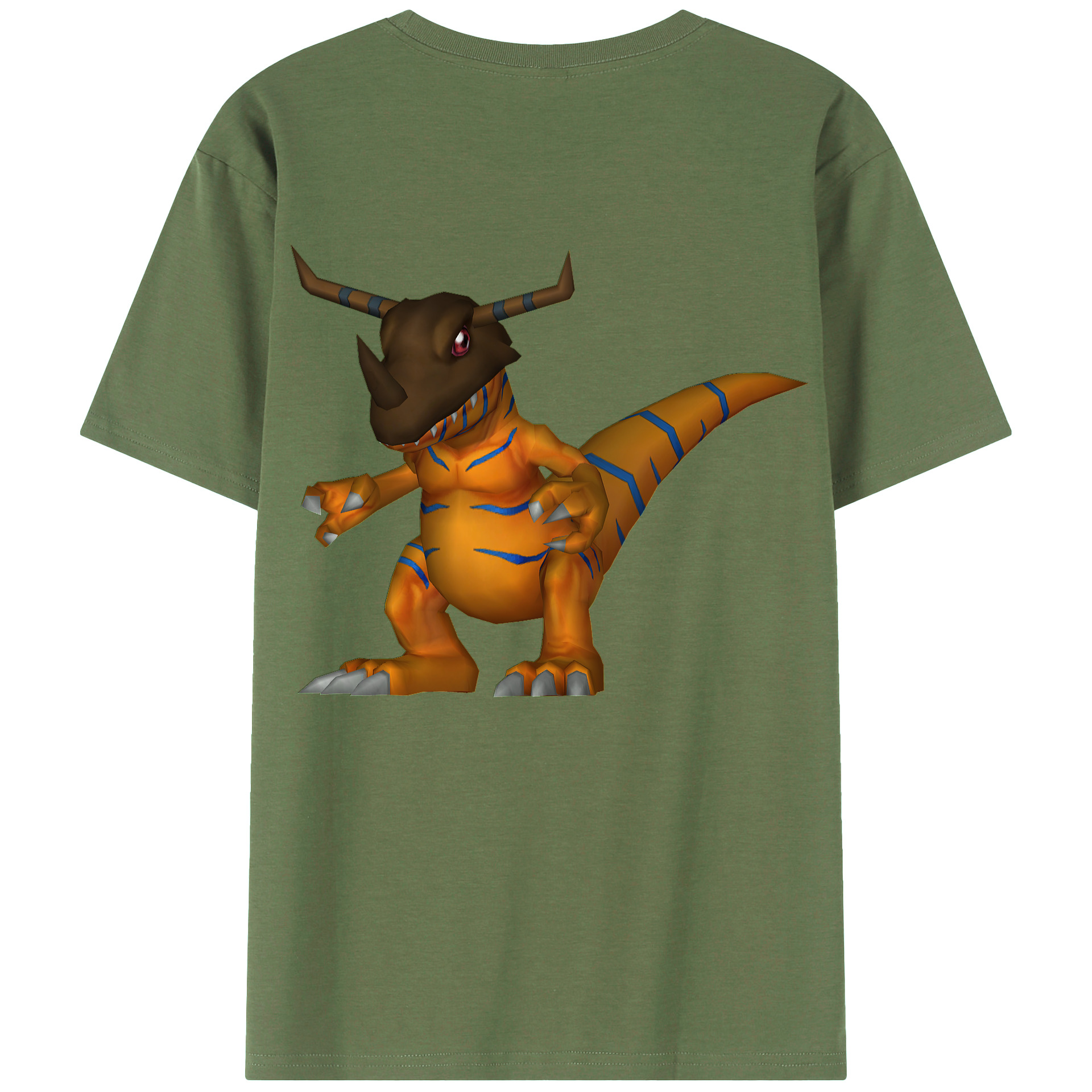 （画像用） Digimon デジタルモンスター/デジモン 綿100％ メンズ半袖Tシャツ（バックプリント） 通気性